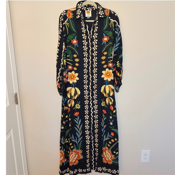 FARM Rio Dresses & Skirts - Anthropologie Farm Rio Multicolor Button Front Maxi Dress A Line Tropical SZ XXS